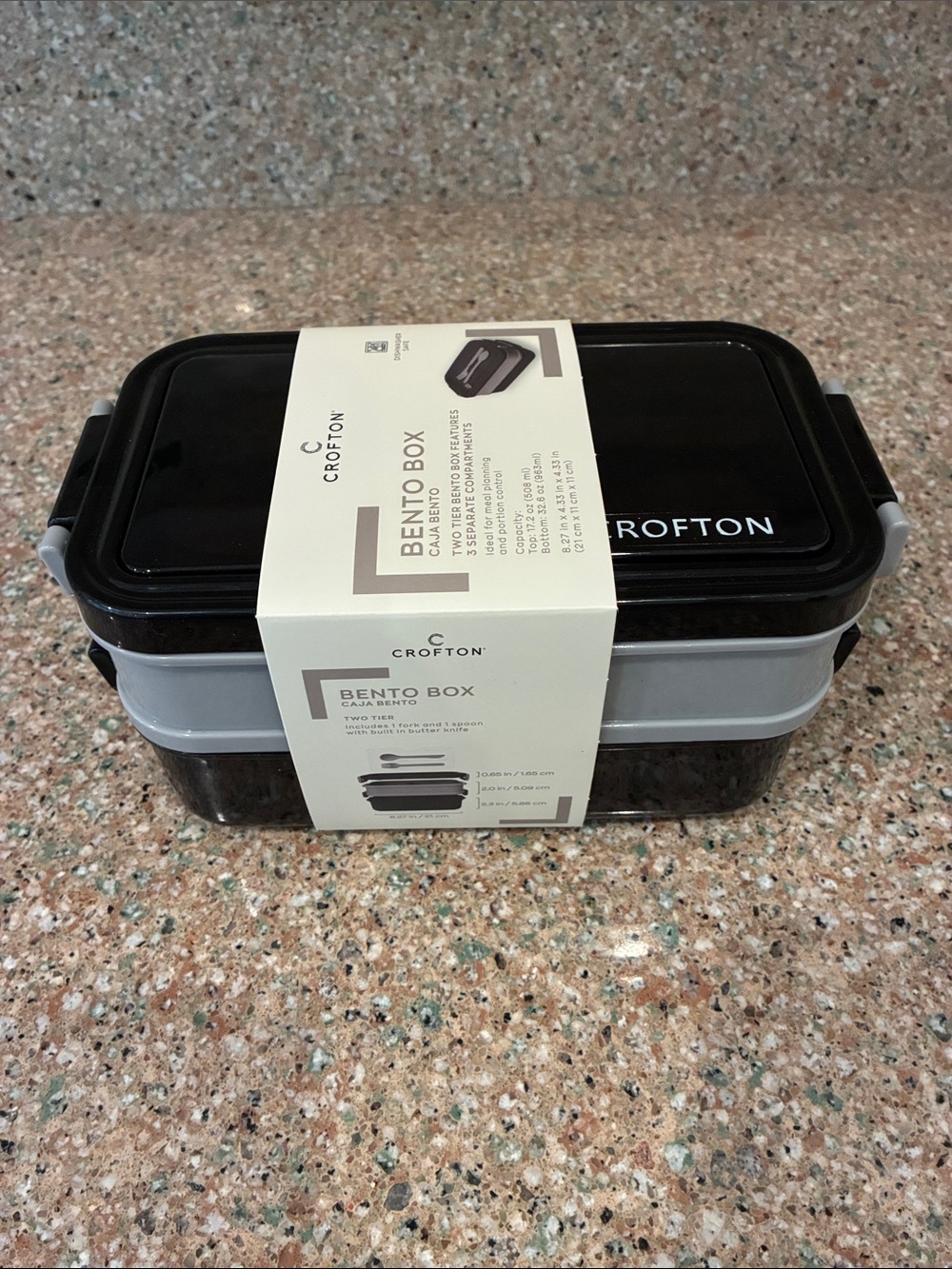 Crofton Black Stackable Bento Box Lunch Container